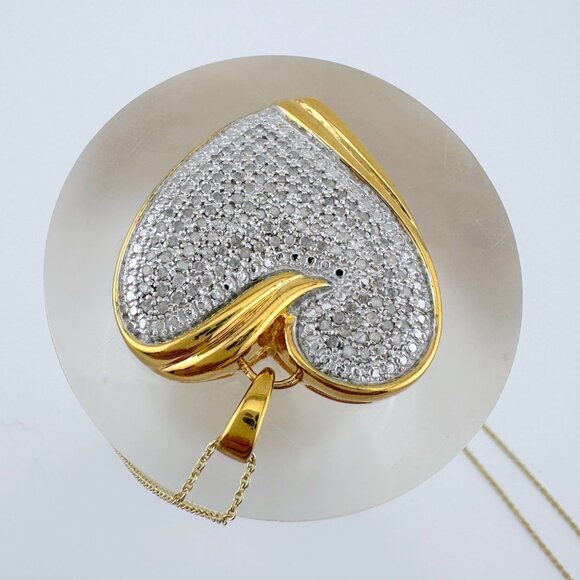 Bold & Beautiful 1 ct "Whole Heart" Diamond Necklace  - 14kt Gold Over Sterling - Picture 12 of 14